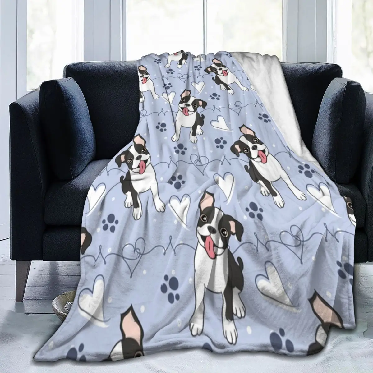 Love Boston Terrier Blanket Animal Travel Flannel Throw Blanket Super Soft Living Room Custom Bedspread Gift