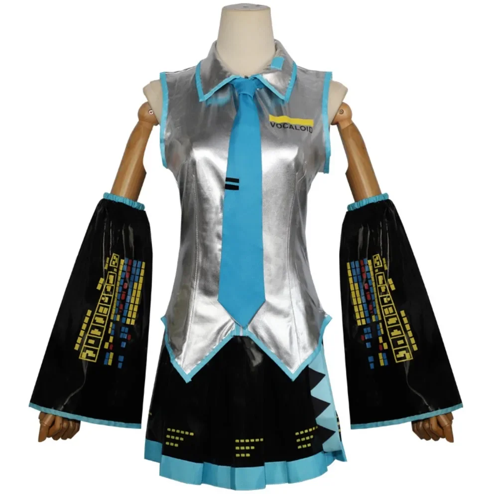 

Anime Miku Cosplay Full Set Silver Grey Suit Cosplay Costume Outfit Skirt Same Suit Wig Accessories Halloween