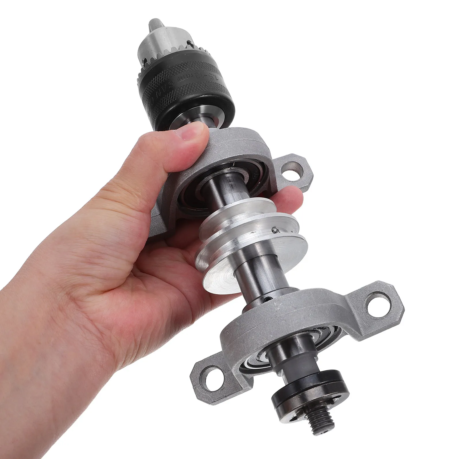 1Set Woodworking Table Saw Spindle Bearing Seat Precision Cutting Pulley Bench Saw Drill Machine Accessories Lathe Spindle Chuck