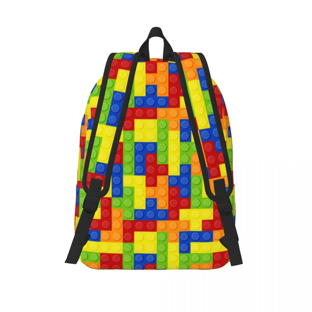 Custom Colorful Building Blocks Pattern Canvas Backpack for Women Men College School Student Bookbag Fits 15 Inch Laptop Bags