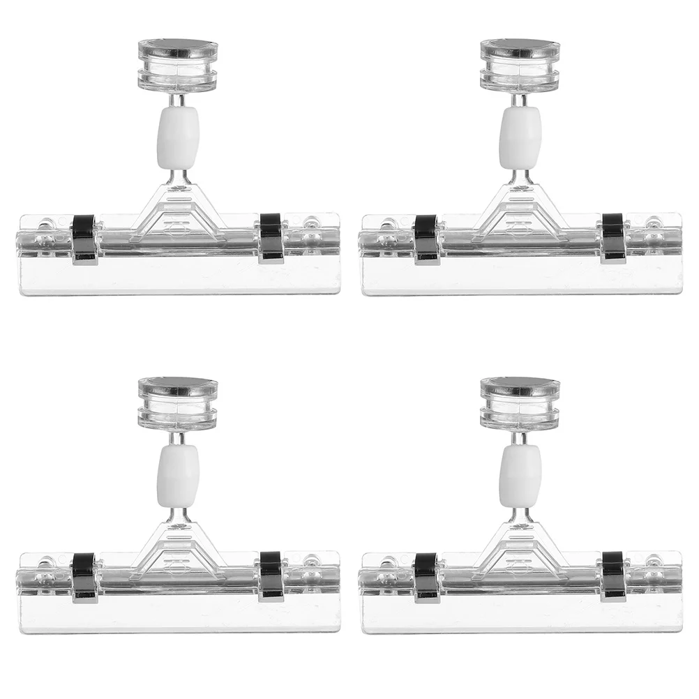 4pcs Transparent Magnetic Clips Lightweight Price Tag Holder Sign Magnet Stand Chalkboard Clips Label Rack Display Stand For