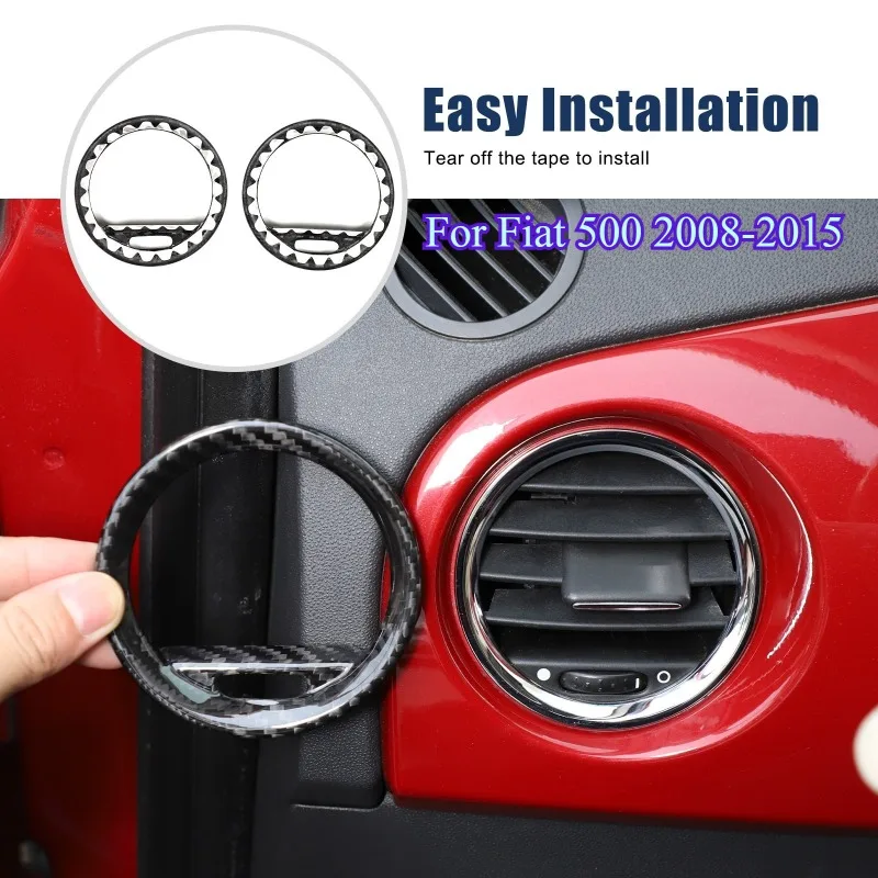

Suitable For Fiat 500 2008-2015 Real Carbon Fiber Car Dash End Air Vent Trim Cover Sticker Interior Car Accessories
