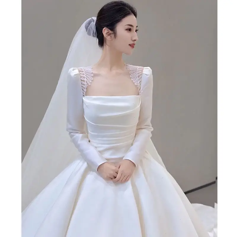 Heavy industry 2023 new bridal dress main yarn birthday coming-of-age evening dress female light wedding dress long train