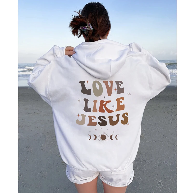 Farbige Liebe wie Jesus Hoody Vintage Frauen Langarm Pullover Christian Bibel Pullover Streetwear