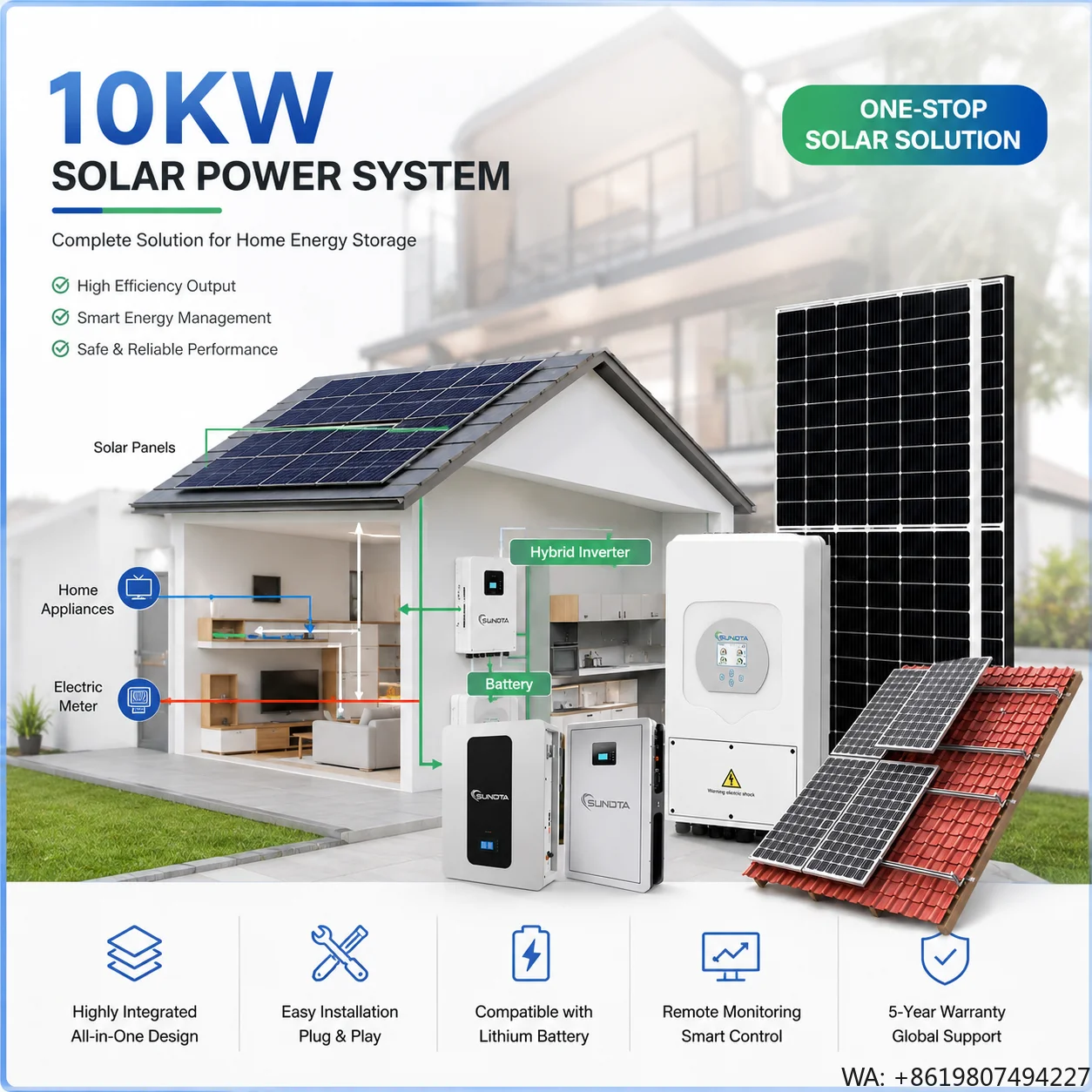 15kW-50kW High-Efficiency Hybrid Solar Power System with Smart MPPT for Whole-House Backup