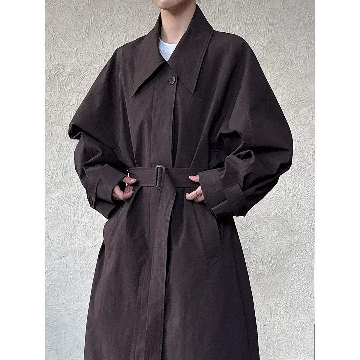 

British Style Lapel Trench Coat for Women Spring and Autumn New Style with Straps Waist Cinching and Slimming Casual Jacket