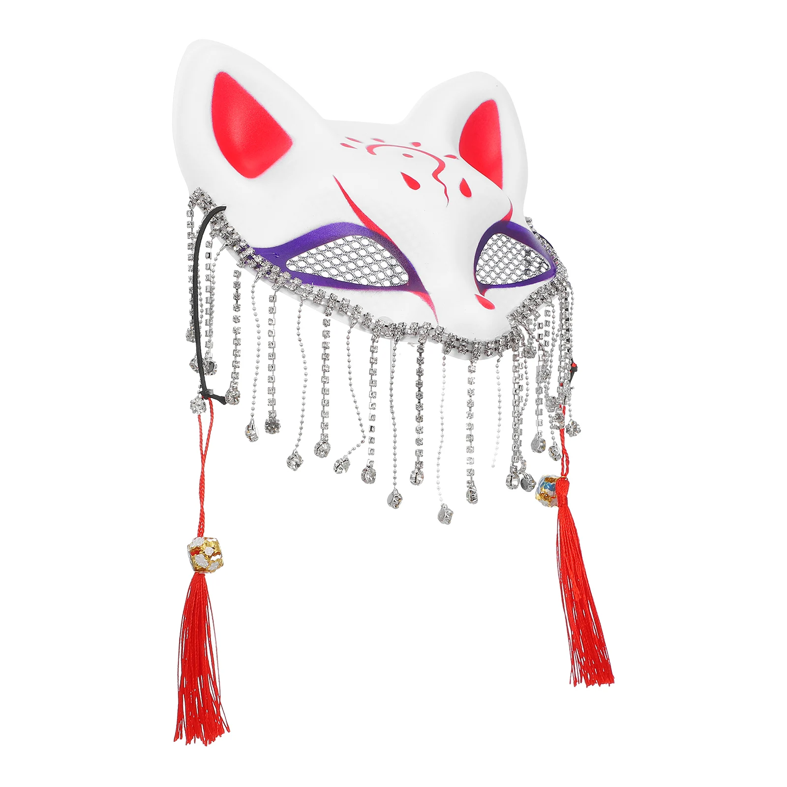 

Fox Mask Prop Half Face Tassel Decorative ABS Masquerade Cosplay Party Dance Masks Fox Costume Accessories