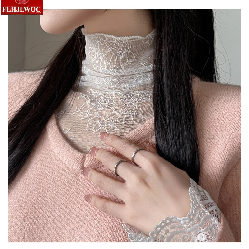 الياقة المدورة بلوزات من الدانتيل لاعبا السنة الجديدة أزياء المرأة الشتاء الربيع المرقعة الجوف خارج الكروشيه الدانتيل محبوك سترة البلوفرات
