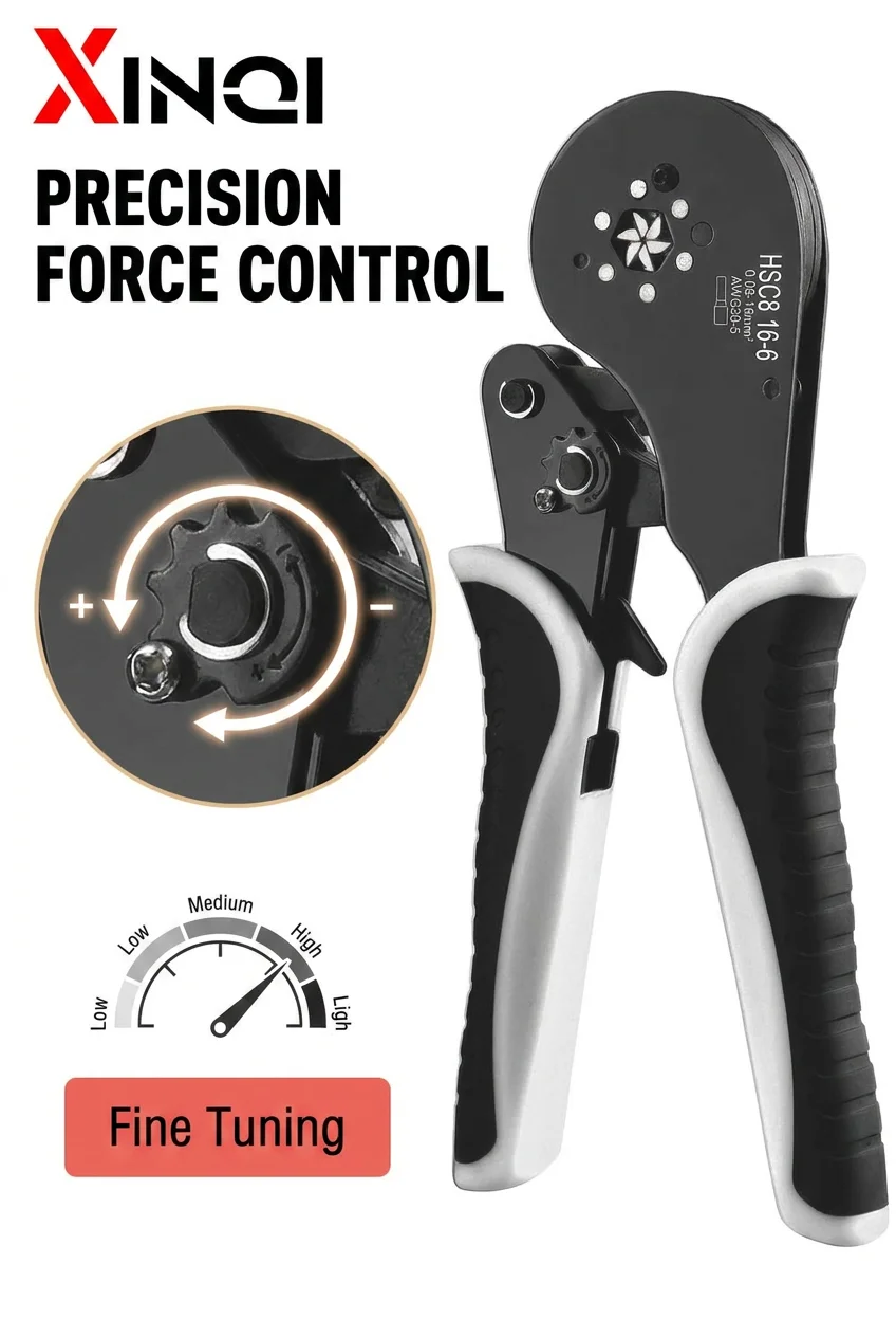 XINQI Tubular Terminal Crimping Pliers HSC8 16-6 16mm² Crimper Tools Wire Connector Ferrule Household Electrical Clamp Tool