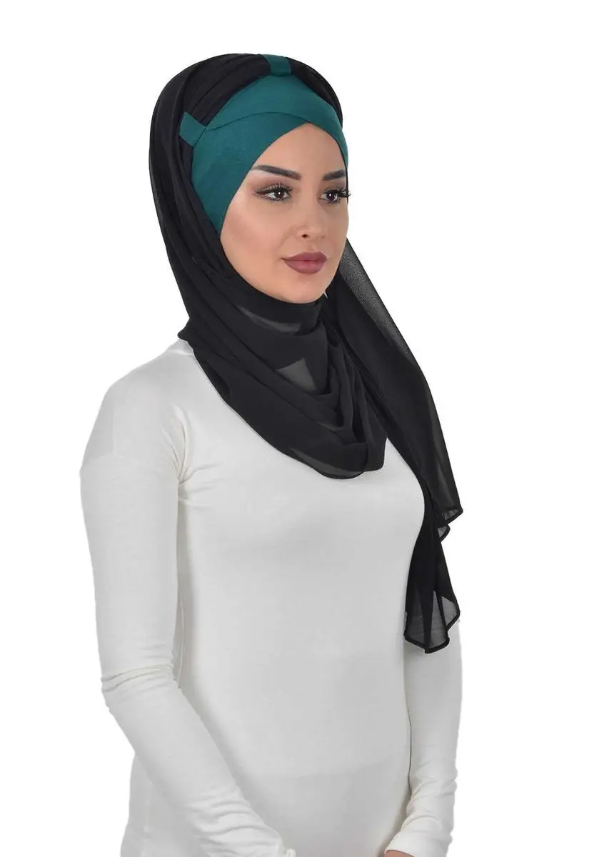 Algodão penteado chiffon xale verde