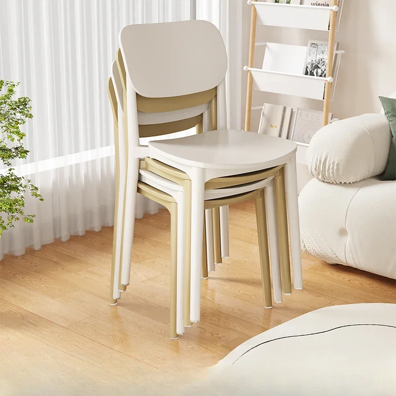 2PCS Nordic Dining Chair Home Stackable Leisure Plastic Chair Dining Table Back Stool