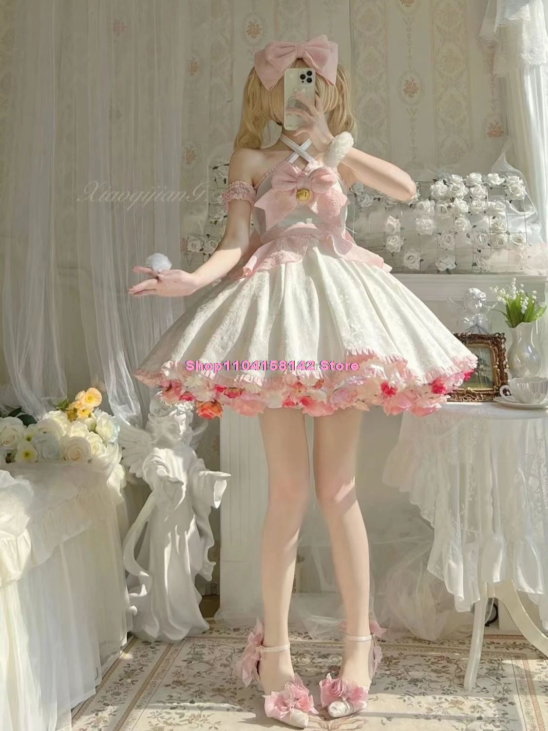 Sexy Lolita Pink Maid Dress Japanese Sweet Women Kawaii Dress Role Play Costume Halloween Party Cosplay Anime Kawaii Clothing