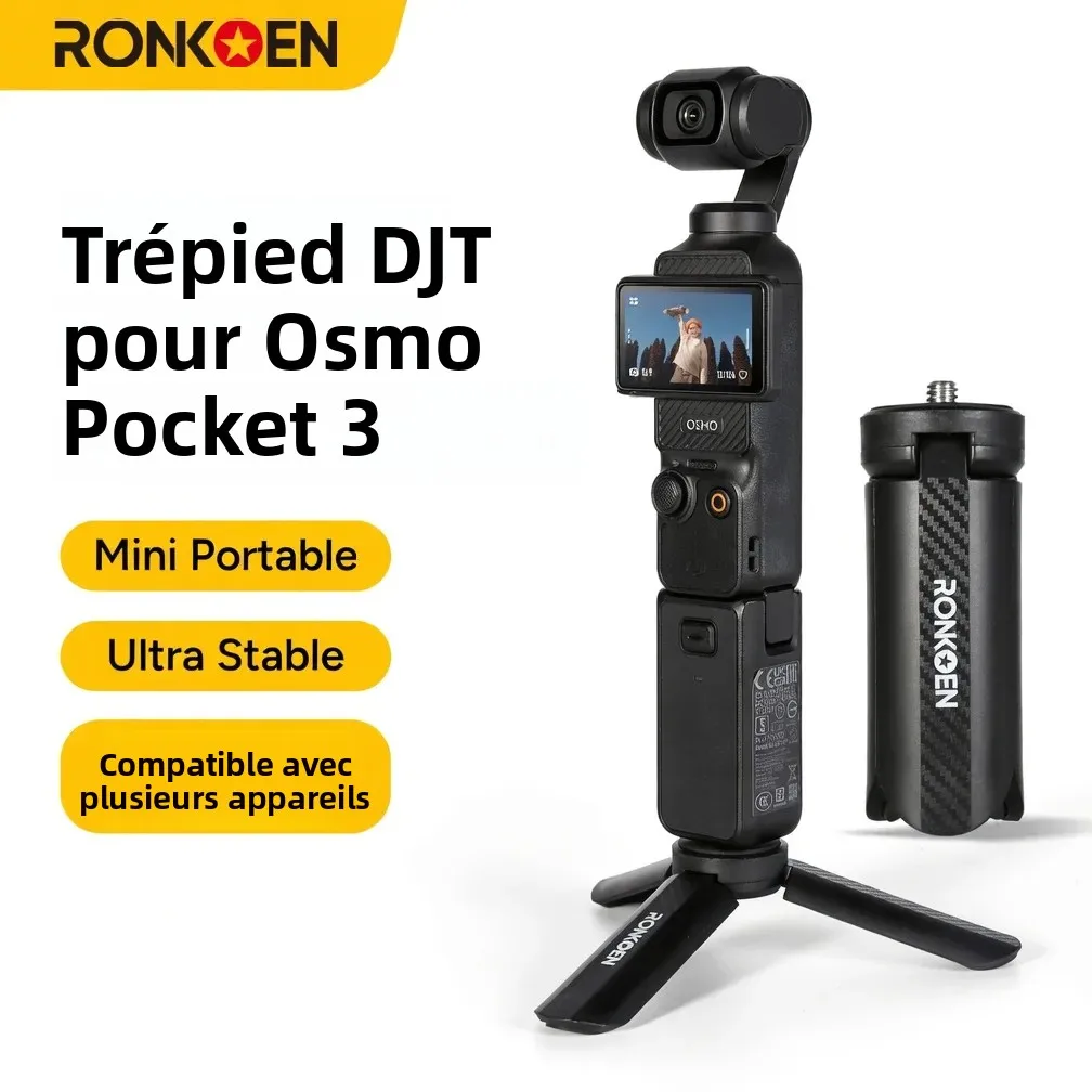 Trépied de bureau portable mini RONKOEN TZ-17 pour DJI Action 4/5 Pro Pocket 3 Osmo 360 Accessoire trépied portable