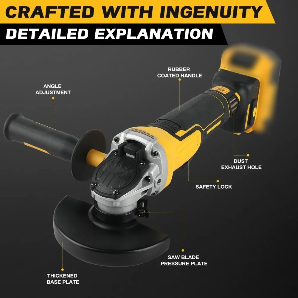 Gerinda Sudut Tanpa Kabel Brushless 100mm Mesin Pemotong Kayu Listrik Nirkabel Alat Listrik untuk Baterai Dewalt 20V