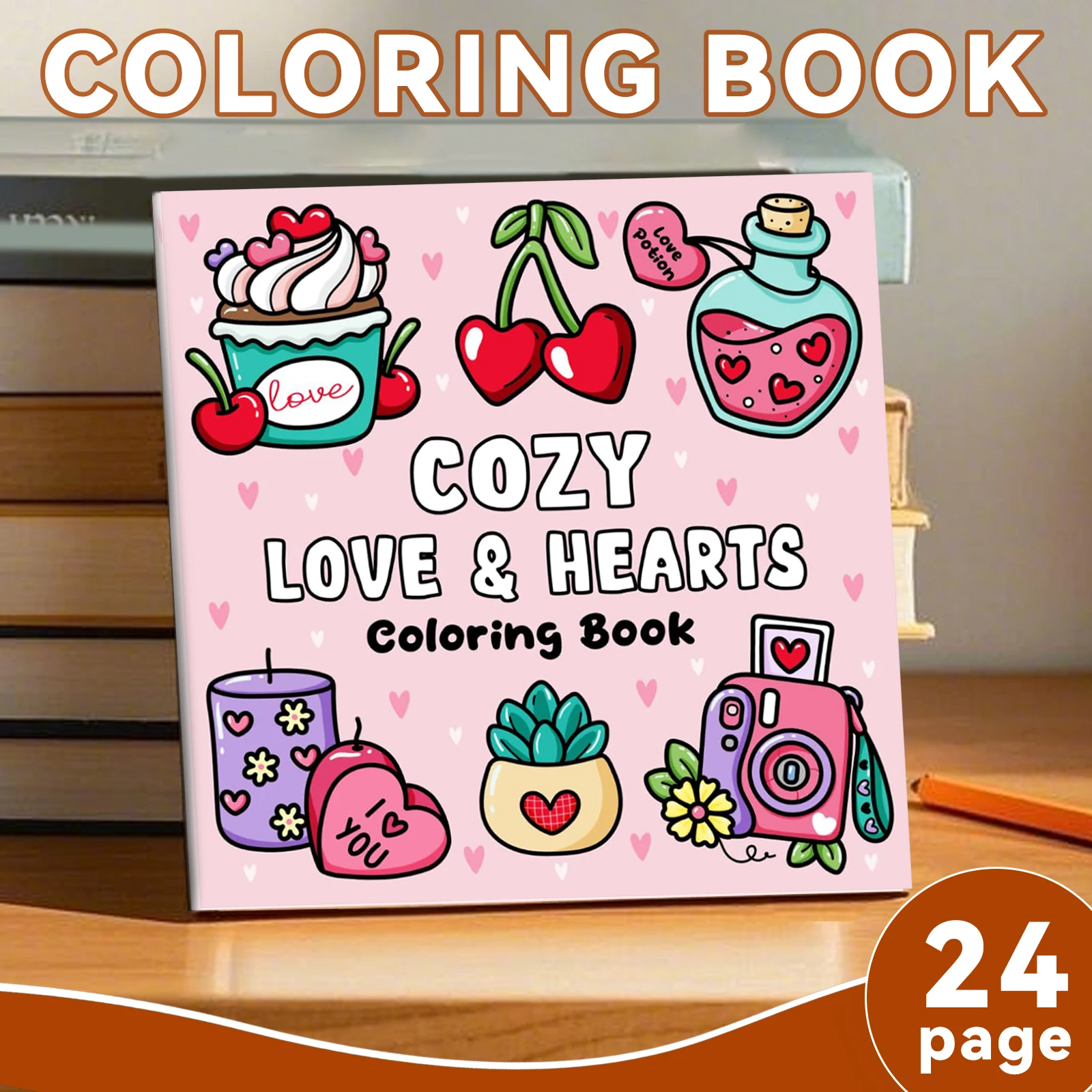Cozy Love Hearts Coloring Book Educational Relaxation Gift Graffiti Painting Book Doodles Book Adult Relaxation Activities