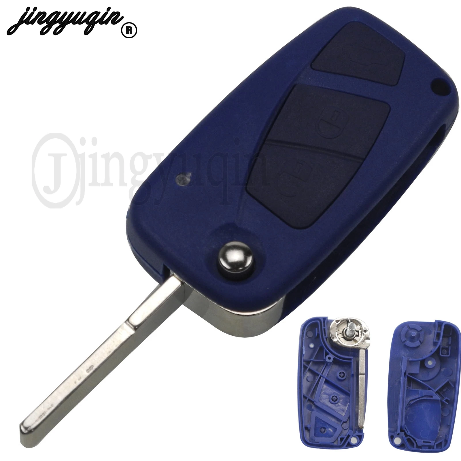 jingyuqin Folding Remote Key Shell Case Cover SIP22 blade 3 Buttons for FIAT Punto Ducato Stilo Panda Case Fob Blue