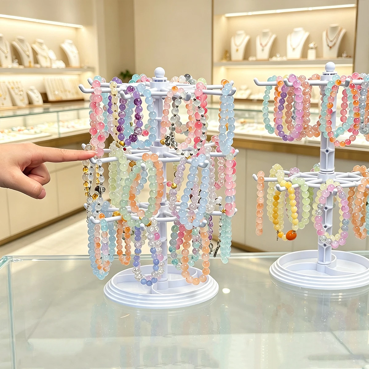 1pc White Adjustable Rotating Bracelet Display Stand Multi-Layer Detachable Jewelry Stand Bracelet Necklace Retail Display Stand