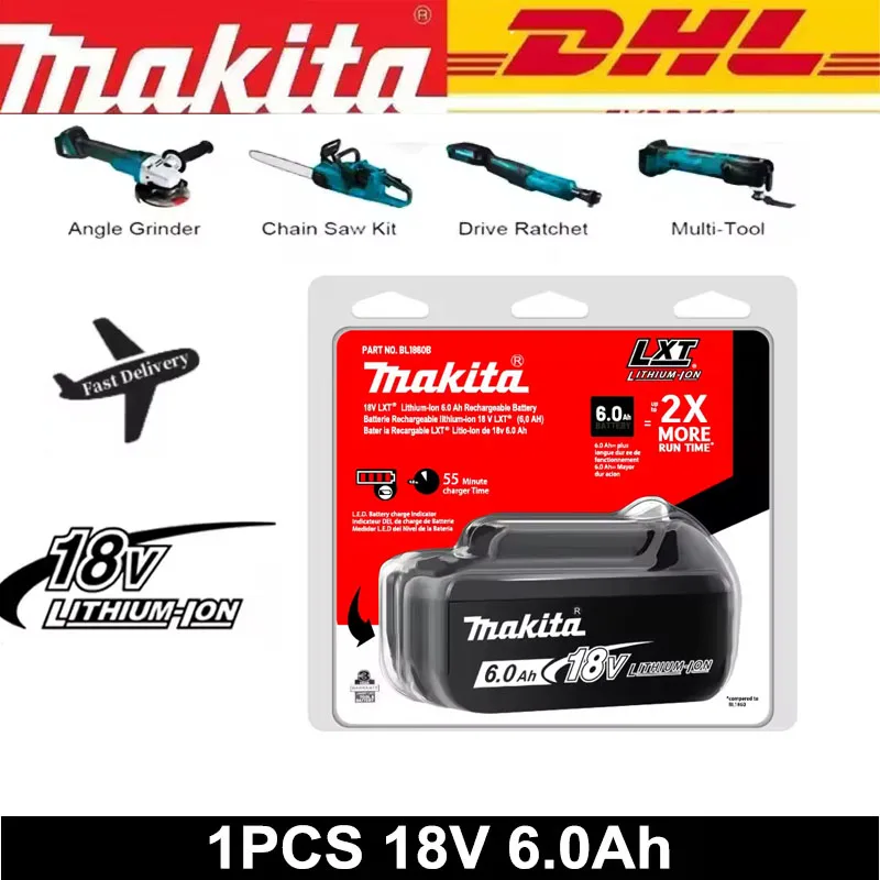 

Original Makita 18V 6000 Rechargeable Lithium Ion Battery With Battery indicator for Makita BL1830 BL1840 BL1850 Powe