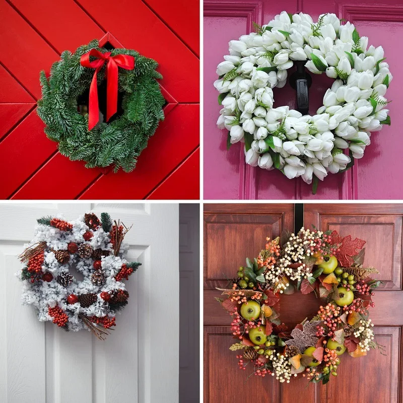 

2Pcs Metal Round Wreath Frame Iron Floral Hoop for DIY Holiday Wedding Christmas Party Decorations Craft Supplies