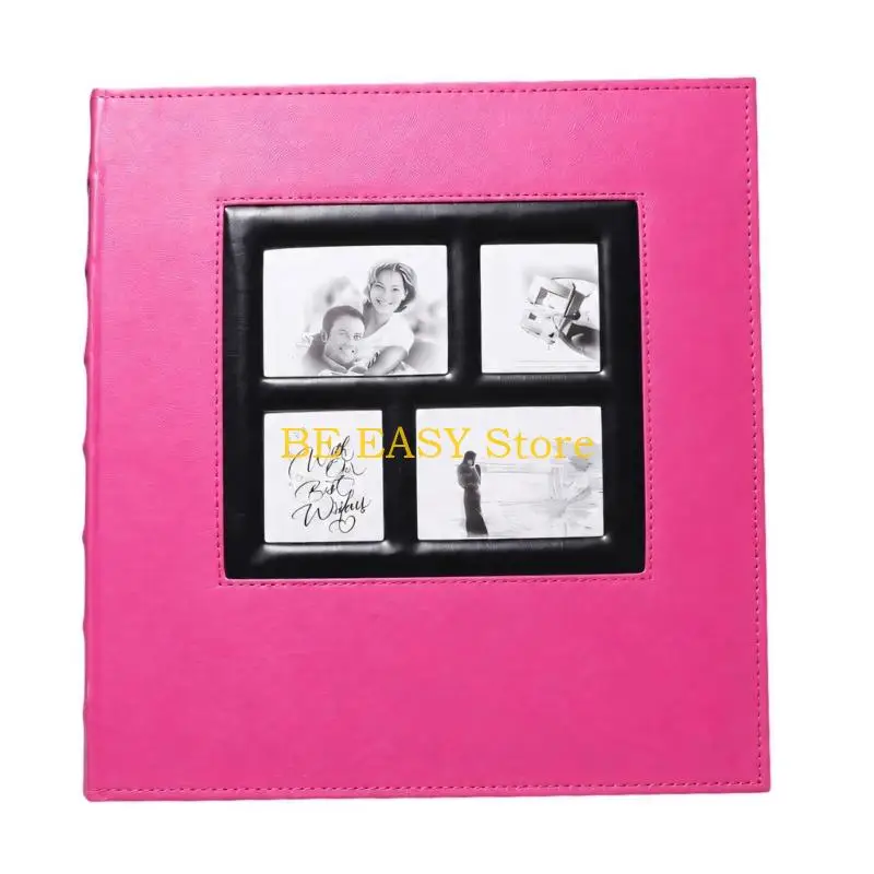 E28F Photo Album with PU Cover, 600-Photo Capacity, Insert Sleeves, and Four Cover Displays for Photograph Storage and Viewing