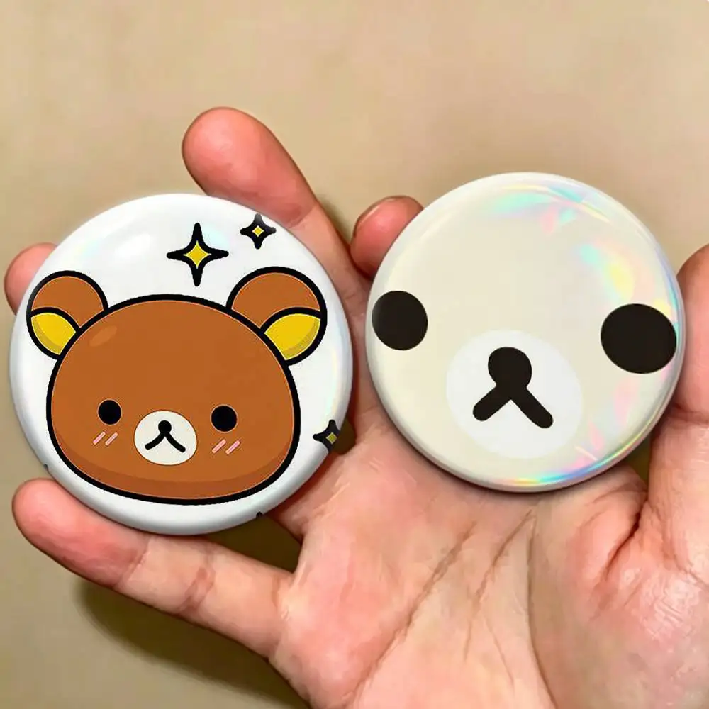 R+Rilakkuma White Brown Bear  Badges Creative Tinplate Button PinsBrooch Badge Clothes Backpack