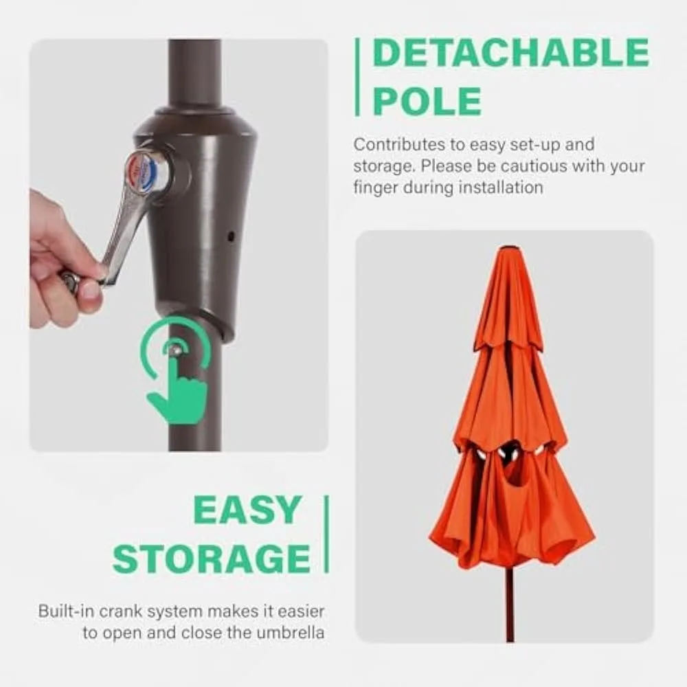 9FT 3-stufiger Terrassenschirm, Outdoor-Regenschirm, Tischschirme mit Druckknopf-Neigung und UV-Schutz für den Außenbereich, Garten-Pool-Regenschirm