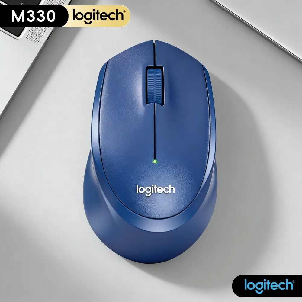 Logitech M330 Wireless Mouse 2.4Ghz Silent Click Ergonomic Grip Optical Tracking For Desktop Laptop Home Office PC Mac Linux