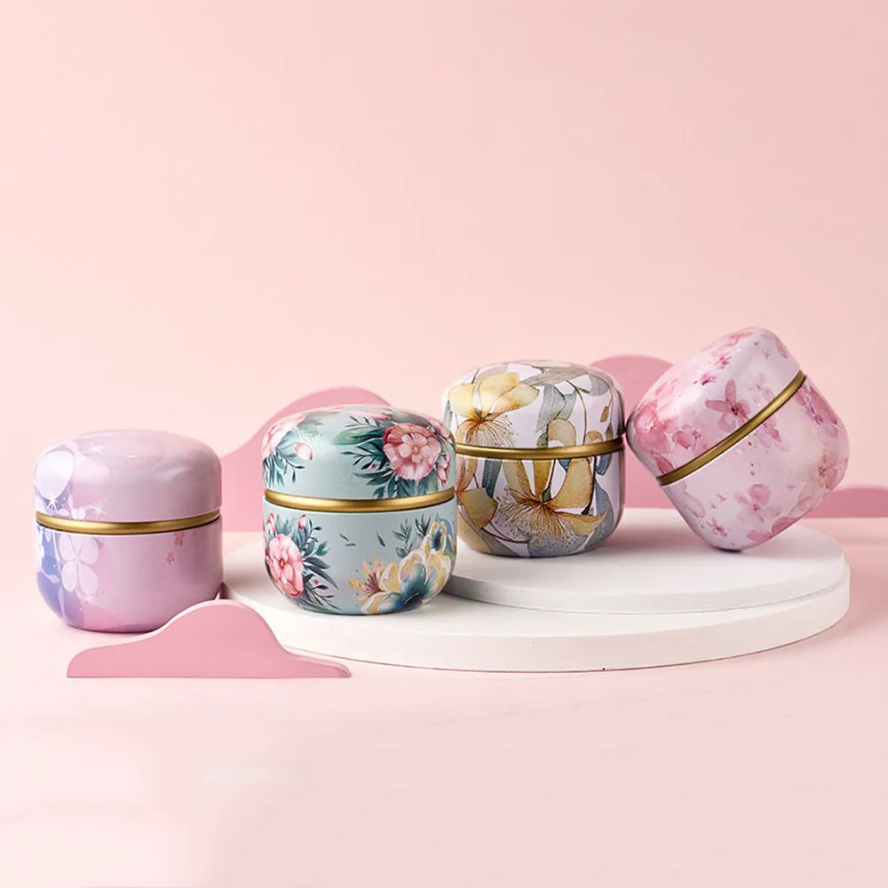 Flower Multifunction Mini Small Portable Snacks Candy Packaging Box Storage Box Tea Cans Containers Tin Plate Canister