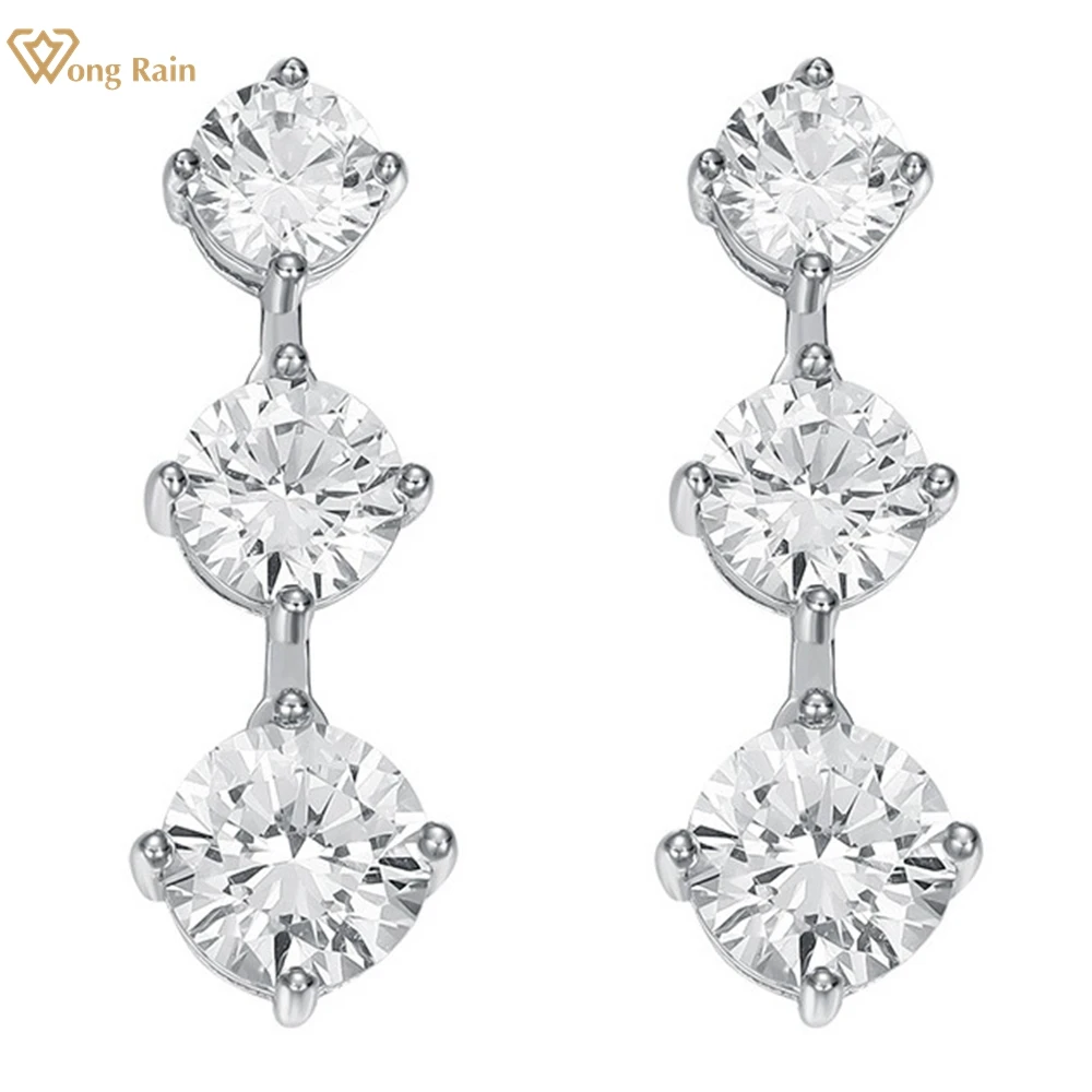 

Wong Rain 925 Sterling Silver Real D Color Moissanite Round Cut 0.8-2 CT Diamonds Gemstone Tassel Dangle Earrings Jewelry GRA