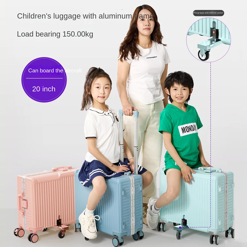 

20 inch Mini Travel Suitcase Aluminum Frame Luggage Children's Luggage Ride Case Password Box Prevent Rollover Boarding Case
