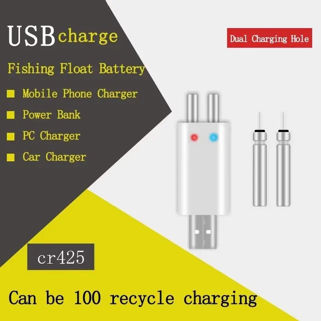 Akumulator CR425 CR322 ładowarka USB do spławika wędkarskiego LED pomadka rozjaśniająca elektroniczny spławik nocne akcesoria wędkarskie B681