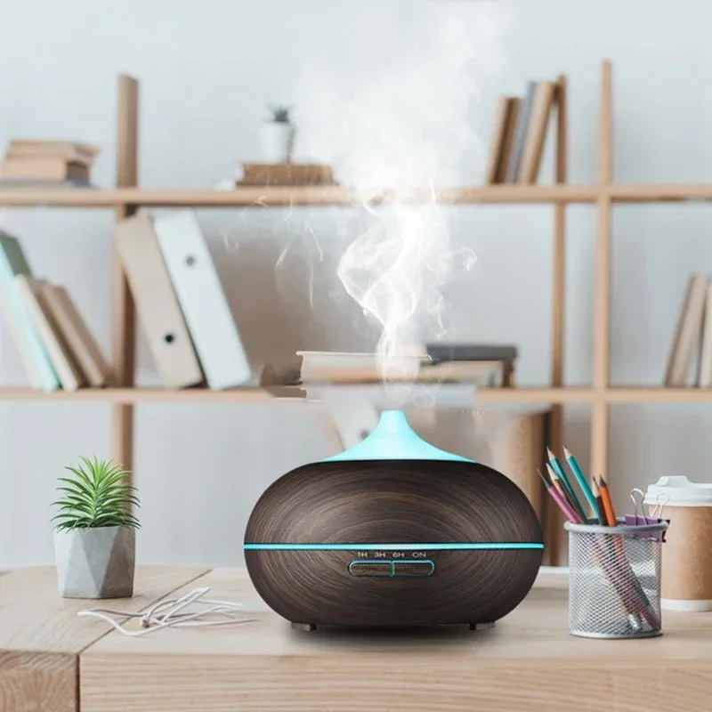 Difusor de aroma, umidificador de névoa fria com controle remoto difusor de aroma de grão de madeira com temporizador para sala grande plugue americano