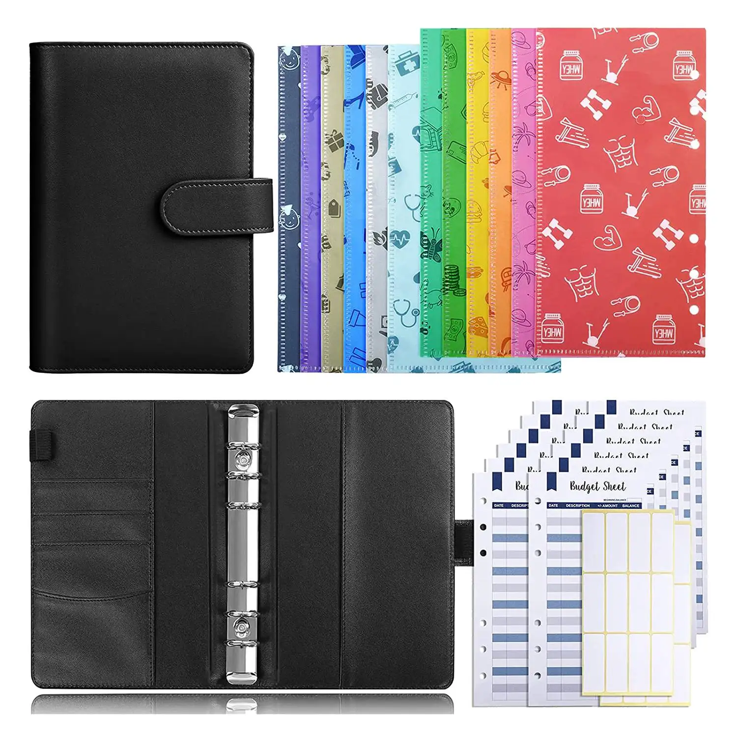 Cash Envelopes Budget Binder with A6 Binder and Budget Money Envelopes Budget Sheets,Money Organizer for Cash(Black)