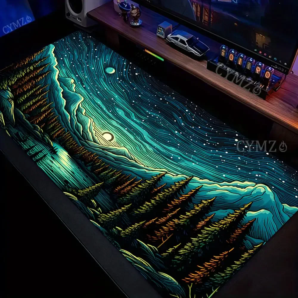 

Ukiyo-e анфазная луна коврик для мыши настольный коврик резиновый противоскользящий прочный настольный аксессуар клавиатура настольные коврики Art Starry Sky коврик