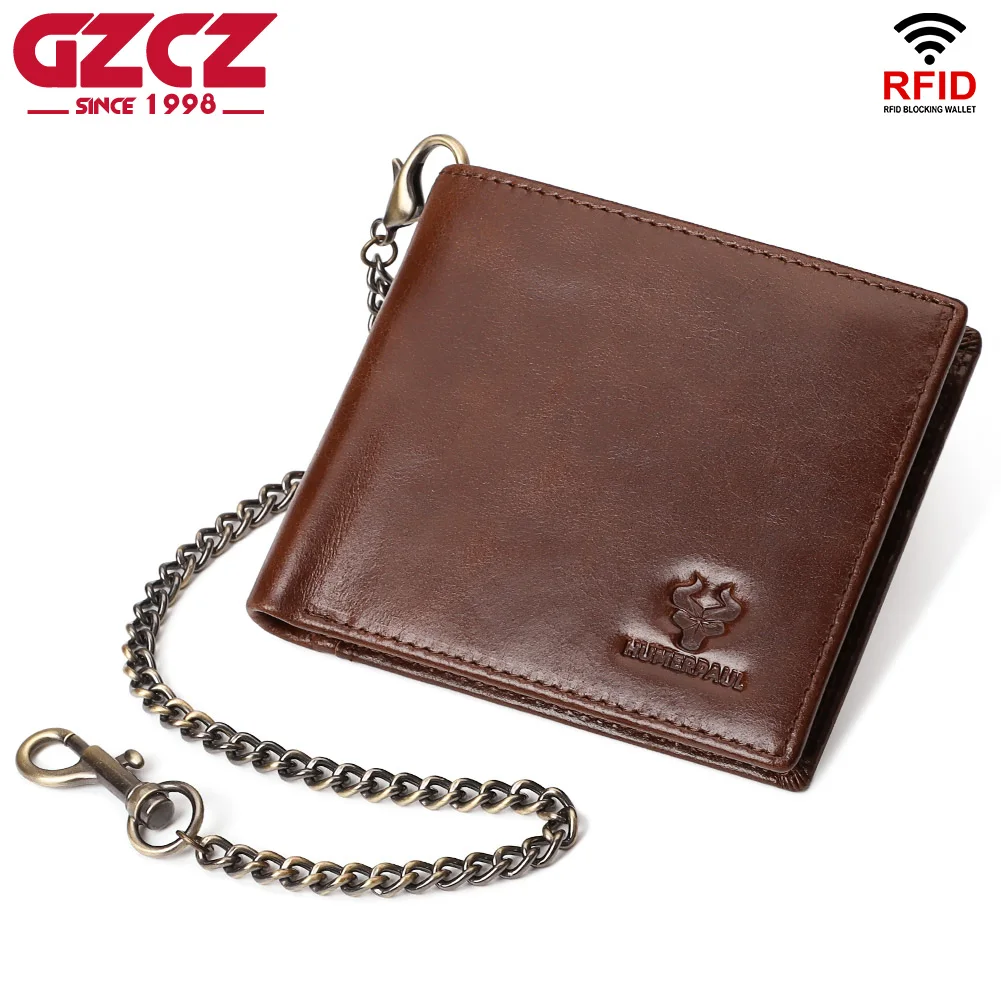 100% Genuine Leather Wallet for Men Short RIFD Credit Card Holder with ID Window Portable Male Billfold Clutch Carteiras