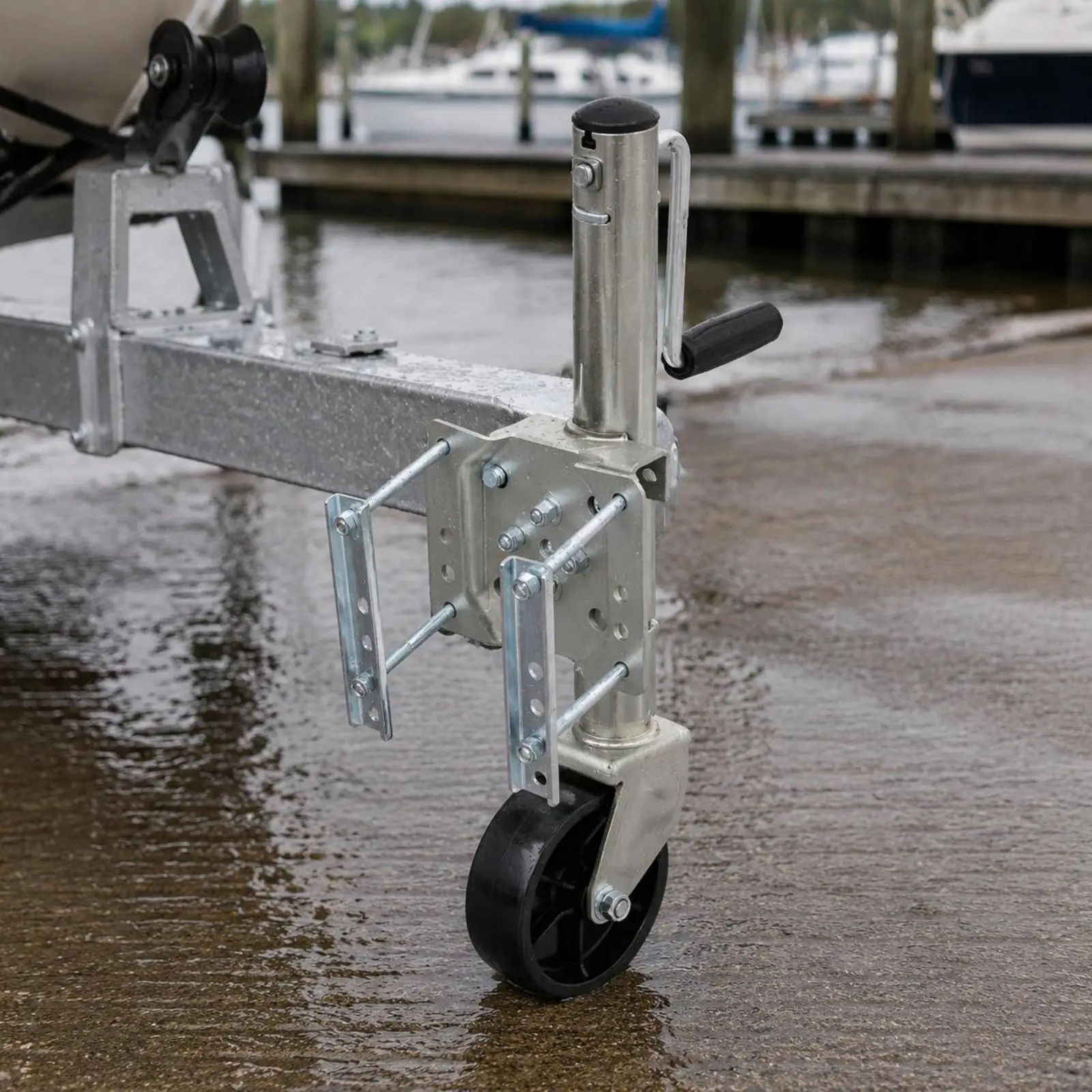Universal Trailer Jack Support Mounting Bracket Kit with Swivel Folding Design for RV Boat Trailer