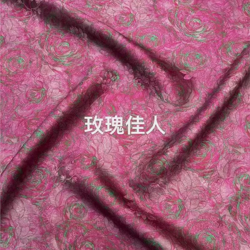 Tecido de gaze vermelha floral de seda feito sob medida de alta qualidade 100% casaco com tiras cheongsam