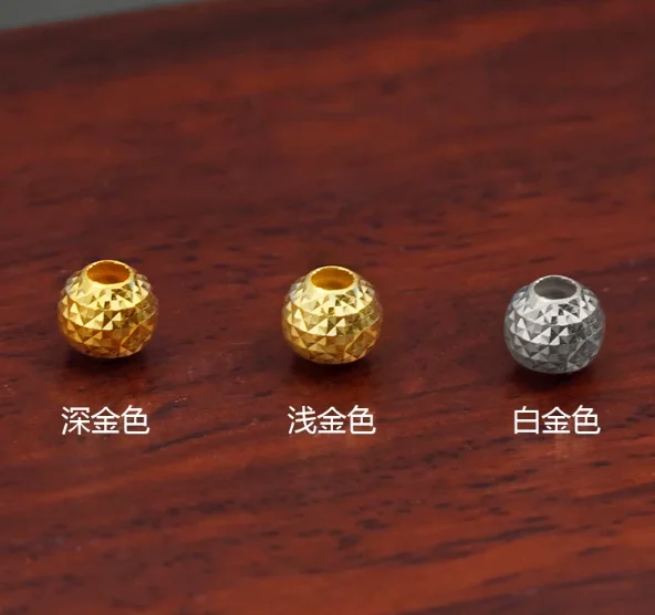 18k real gold pipeapple beads diy handstrings au750 jewelry accessories 2mm-5mm