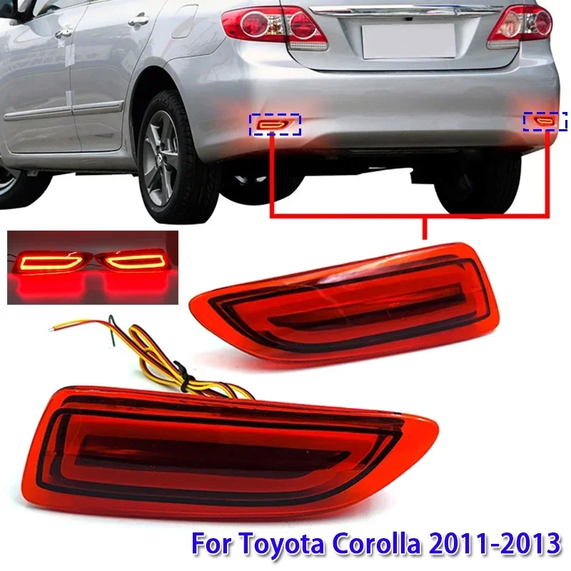 2Pcs/Set Led Car Rear Bumper Reflector Lights For TOYOTA Corolla 2011-2013