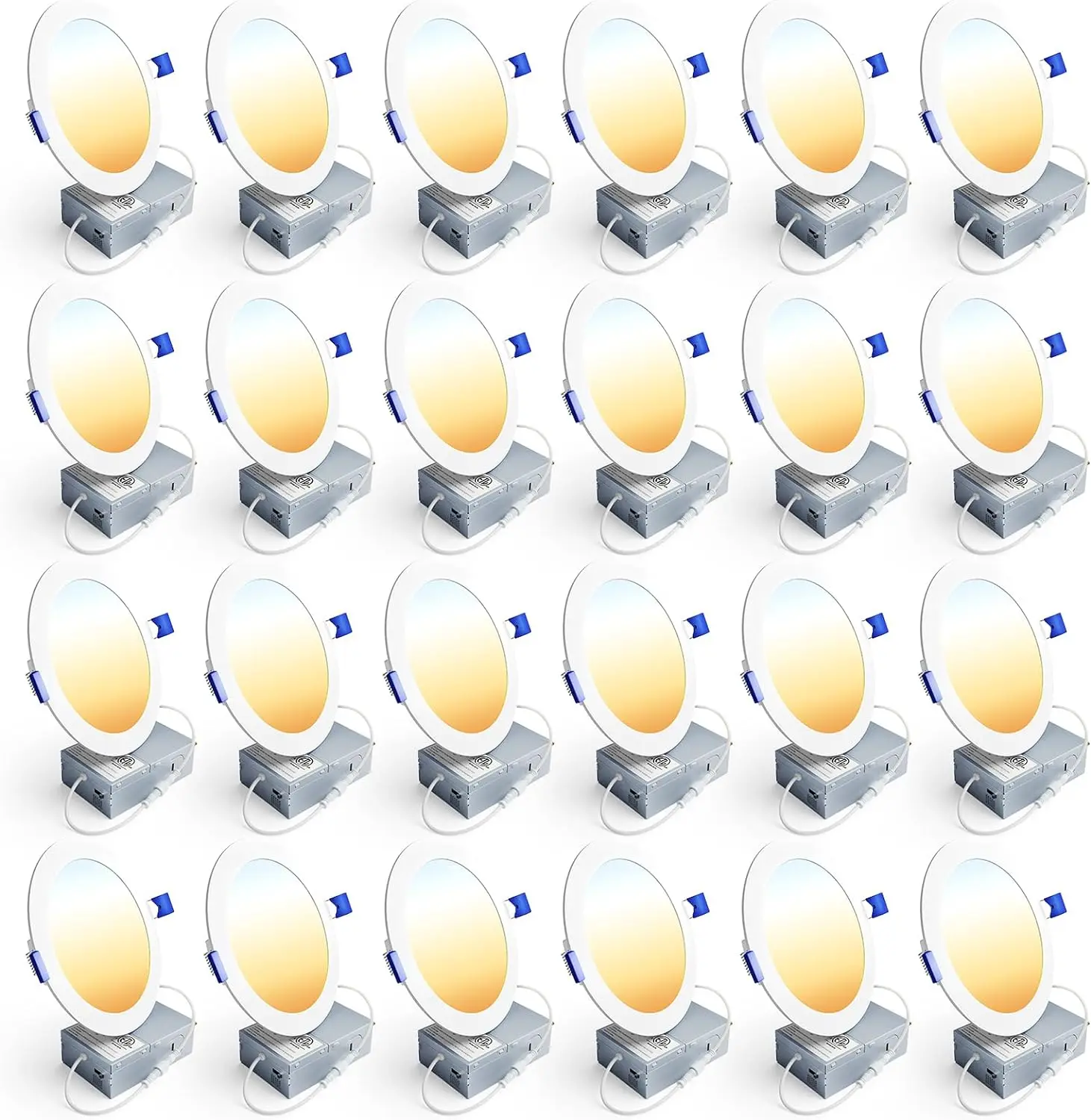 Ensenior 24 Pack 6 Inch Led-Plafondlamp, Dimbaar, 2700K-5000K 5cct, 1050lm 12W 120V, Hoge Helderheid Canless Wafer