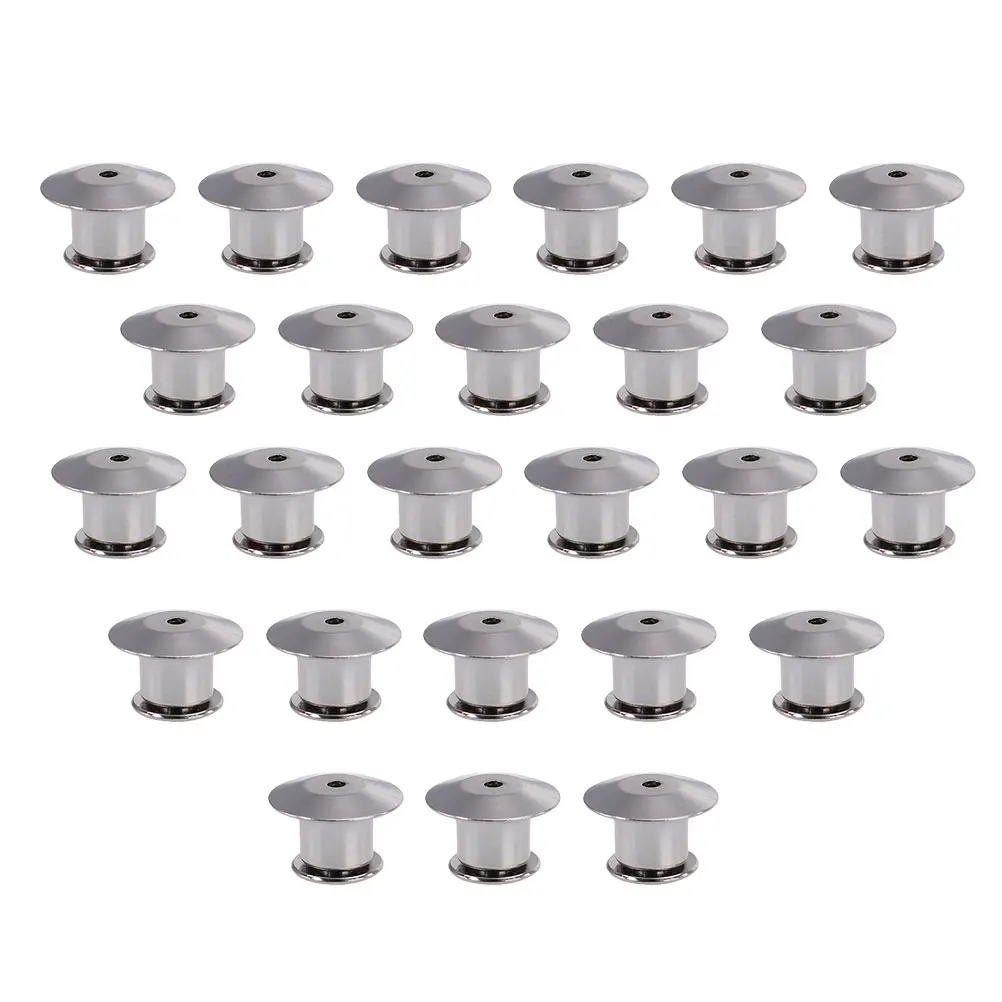 

25pcs Pin Backs Locking Clasp Brooch Badge Accessories Sturdy Metal Jewelry Lapel Name Tags Display Books Lanyards Bags Vests