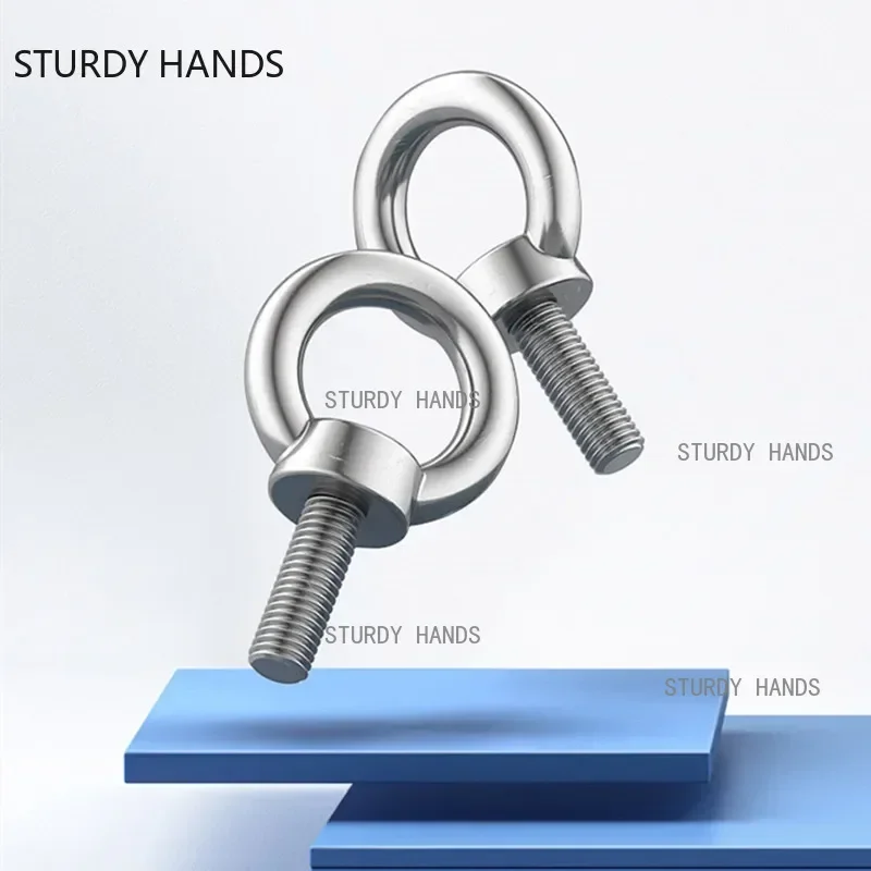 6pcs M3 M4 M5 M6 M8 M10 M12 Eye Bolt Stainless Steel Marine Lifting Eye Screws Ring Loop Hole Cable Rope Eyebolt Hardware Tools