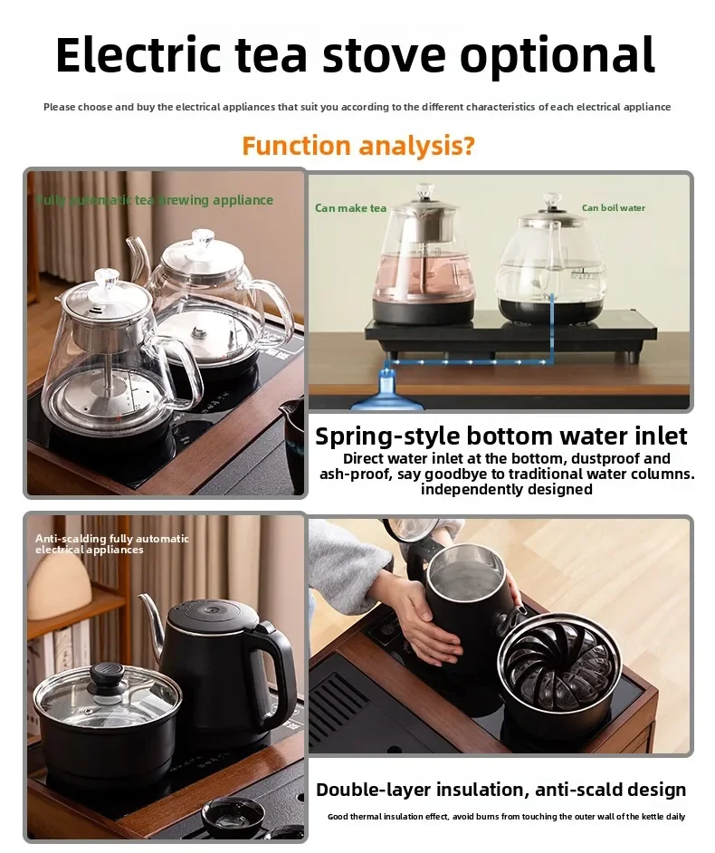 2025 Hot Selling Portable Tea Table with Heating Kettle for Home Balcony Tea Ceremony