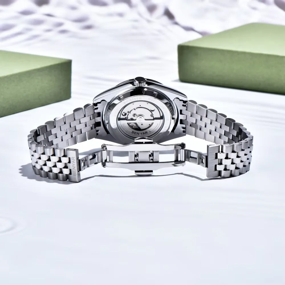 Relojes Mecánicos BENYAR para Hombre 5209, Reloj de Lujo a Prueba de Agua 50M, Movimiento Automático, Reloj de Acero Inoxidable para Hombre, Reloj Hombre