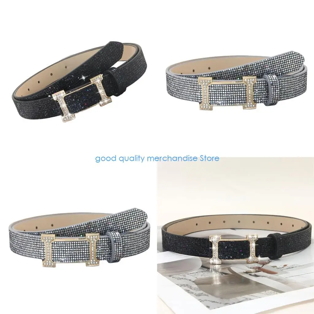 

Y5JD сверкающий пояс со стразами для женщин и подростков, модный пояс из искусственной кожи для вечеринок, свадеб, повседневного