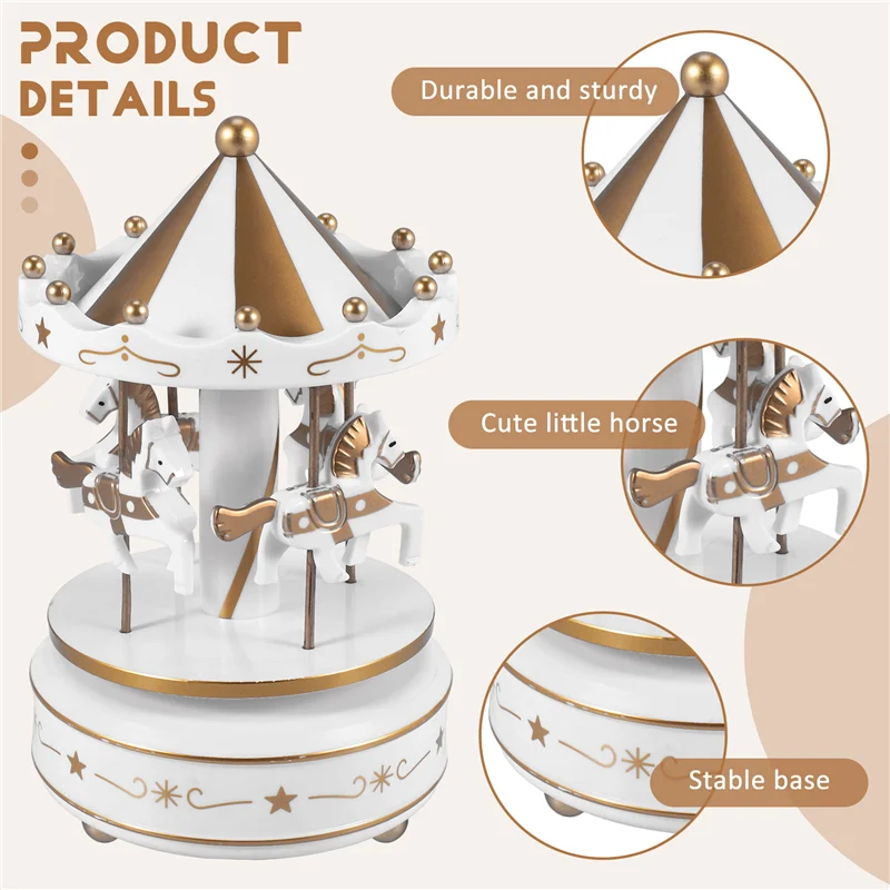 A48U Kotak Musik Merry Go Round Kotak Musik Dekorasi Ruangan Kotak Musik Putar Putar Hadiah Terbaik untuk Anak Laki-laki Perempuan