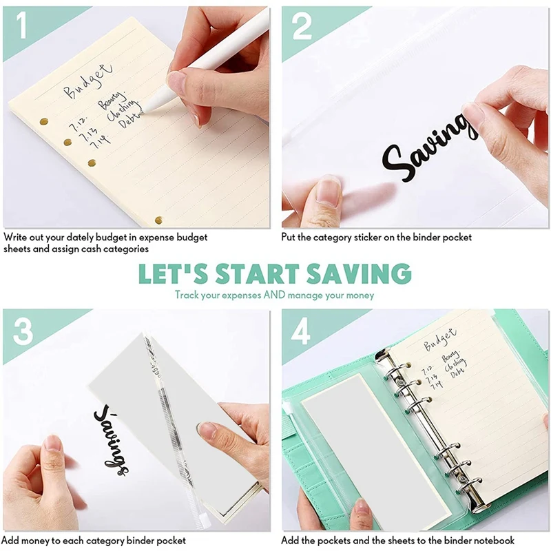 เครื่องผูกงบประมาณพร้อมซองเงินสด, เครื่องผูกงบประมาณหนัง PU A6 พร้อมซองและแผ่นงบประมาณ, เครื่องผูกงบประมาณ