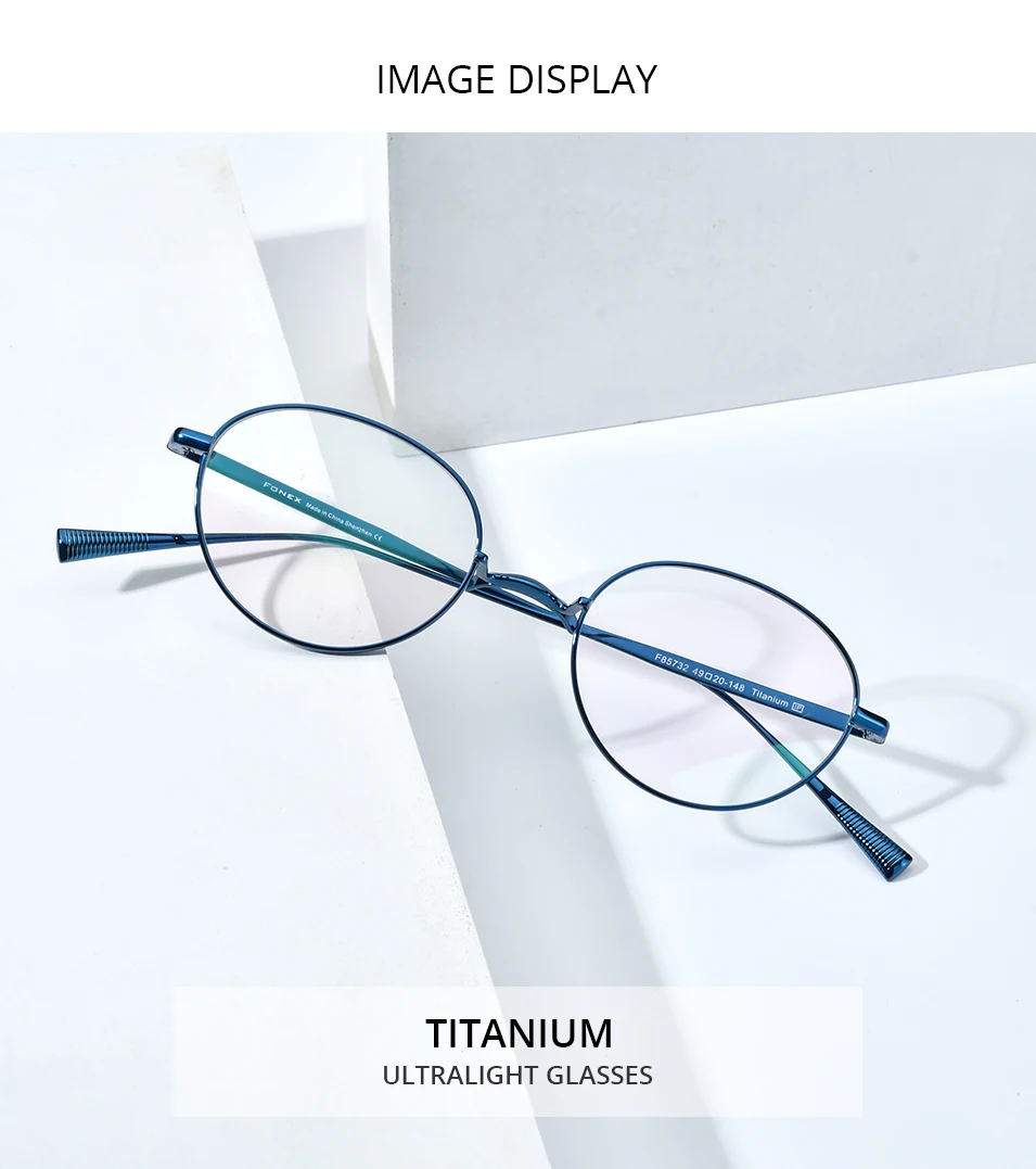 FONEX Titan Brille Rahmen Männer Marke Design Retro Oval Brillen Frauen Vintage Japanische Ultraleicht Hochwertige Brillen 85732 – Detail 2