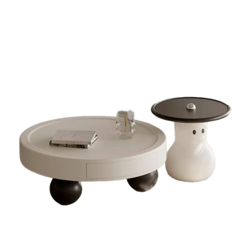 

Cream wind round coffee table combination designer creative paint Italian simple living room household small apartment storage