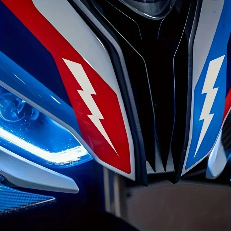 Dual Lightning Bolt Holographic Vinyl Sticker Glossy Self-adhesive Decal for Car Windshield Motorcycle Helmet Decor